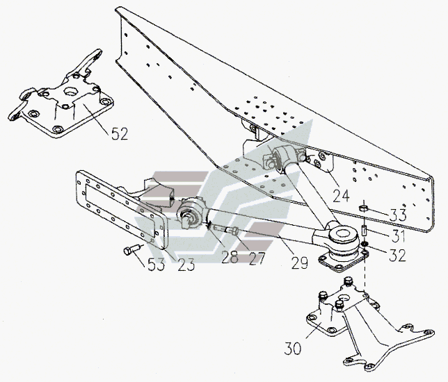 Схема соединения балансирной подвески NS-07 и
                            V-образного реактивного рычага