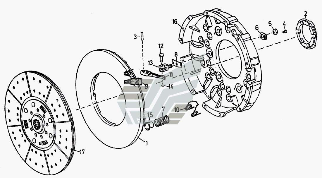 Сцепление с диском Ф420 (Ф420 сцепление к
                            WD615.62/87 двигателю, Ф420В сцепление к WD615.69 двигателю)